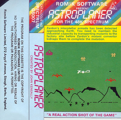 Astroplaner box art for ZX Spectrum